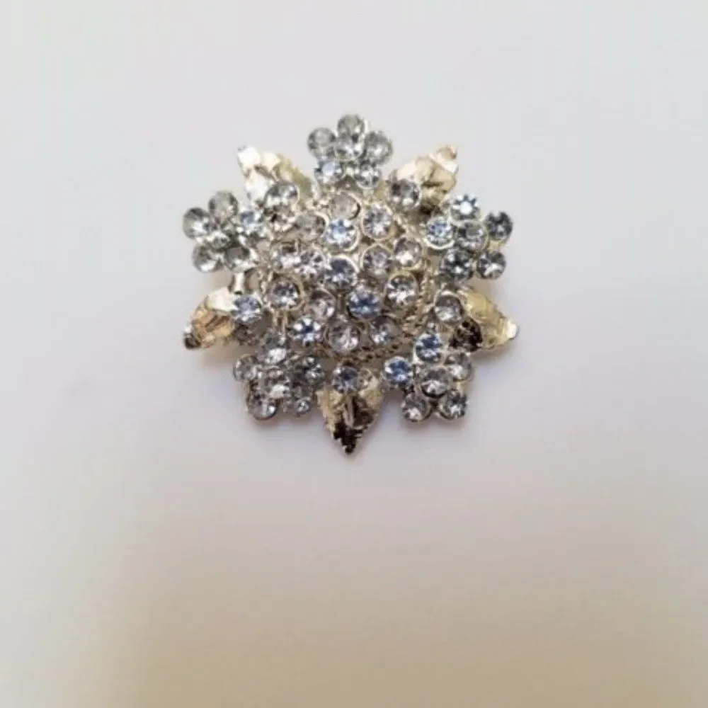 Rhinestone Crystal Snowflake Brooch